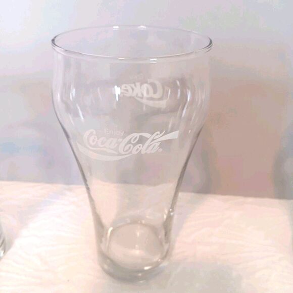 Set Of 4 Vtg Clear Coca-Cola "Enjoy Coke" Soda Fountain Glasses Tumblers 16oz - Picture 4 of 14